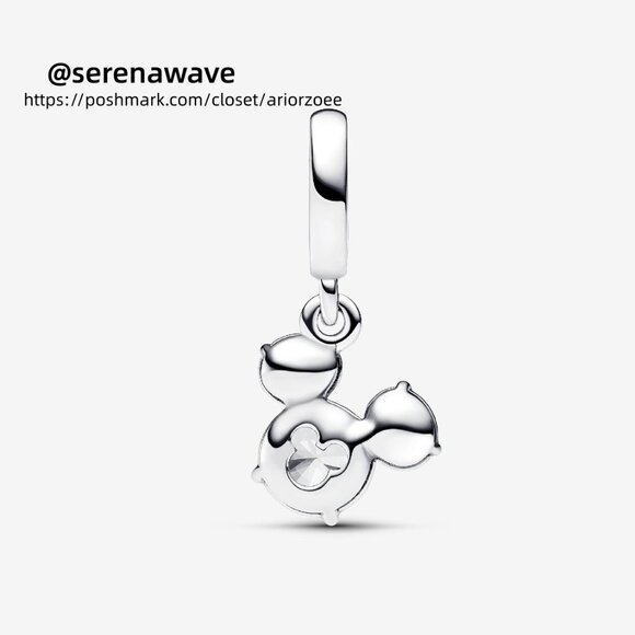 Pandora Disney Mickey Mouse Sparkling Head Silhouette Dangle Charm - Picture 2 of 5